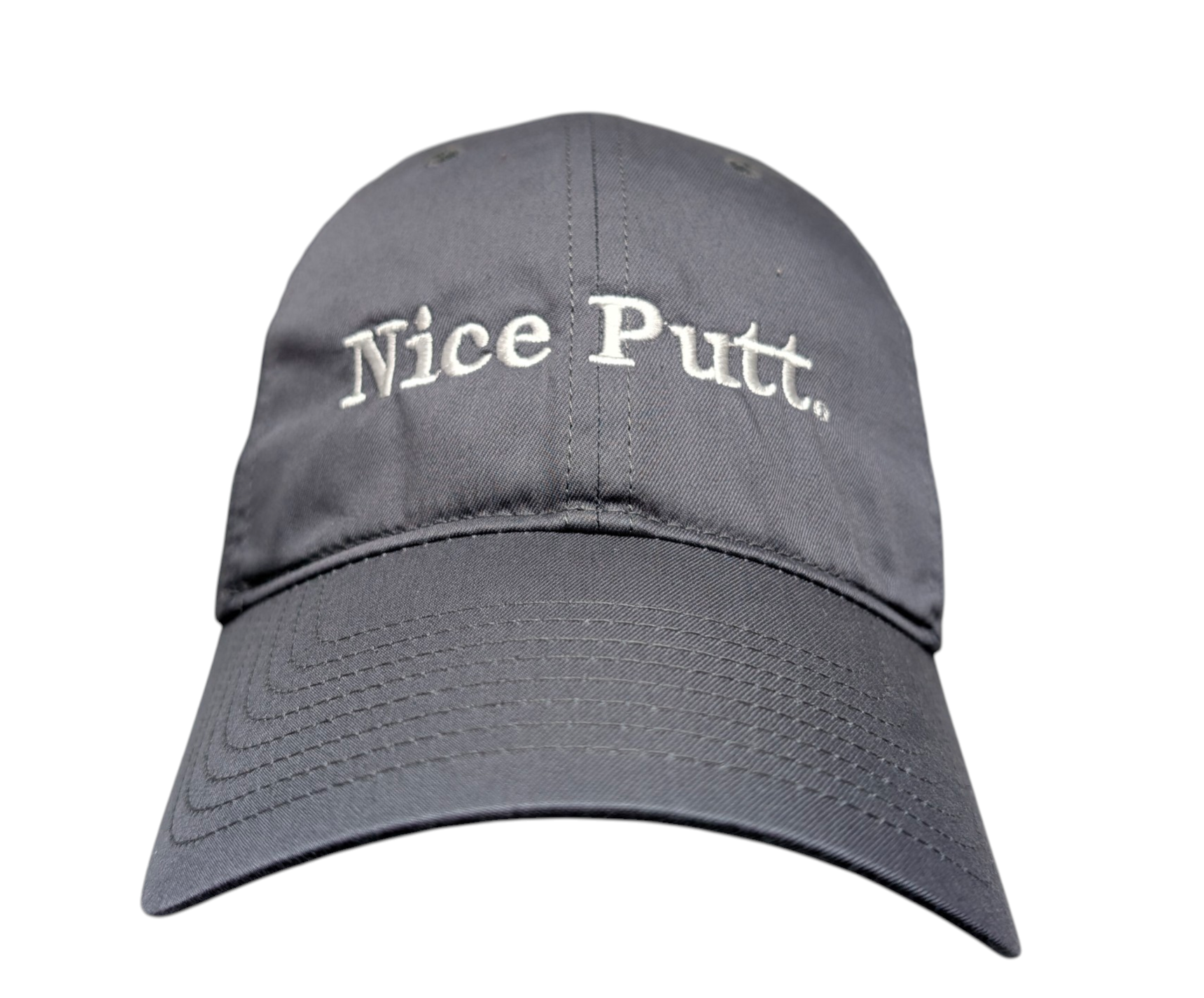 Nike Unstructured Cotton/Poly Twill Cap - Dark Grey (Nice Putt - Text Only Embroidery in White)